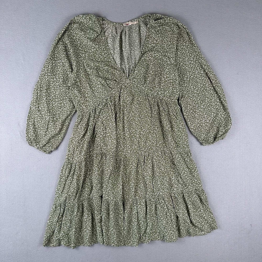 Faherty Siren Dress Women's M Green Robertson Ditsy Floral Puff Sleeve Prairie